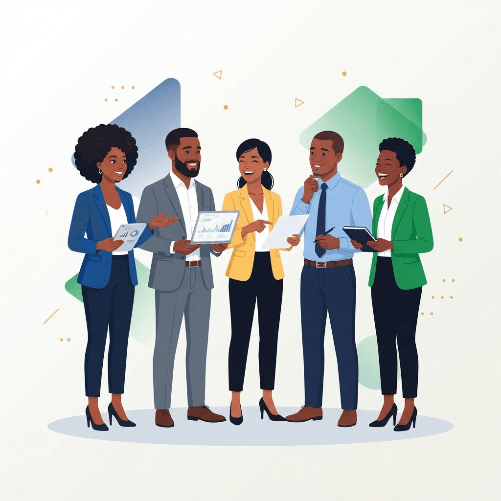 Diverse African professionals collaborating